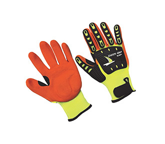 Impact glove, cut resistant, hi-vis nitrile palm
