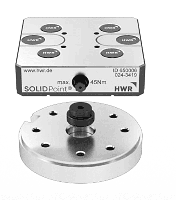 SOLIDPoint 52mm plate, 650006 square, 104mm x 104mm, for Matsuura round pallet, w/ 80mm  bolt hole circle (SX0326)