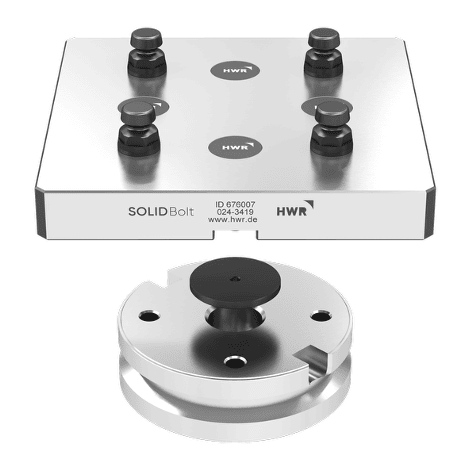 SOLIDBolt 96mm plate, 676007 square, 192mm x 192mm, for Makino round pallet, w/ 95mm bolt hole circle (SX339)