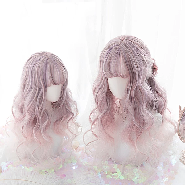 Wig 55cm - Long Wave Pink & Purple Wig