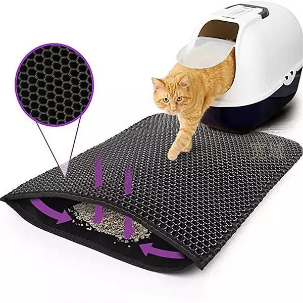 Double-Layer Honeycomb Cat Litter Mat – Waterproof & Trapping Design