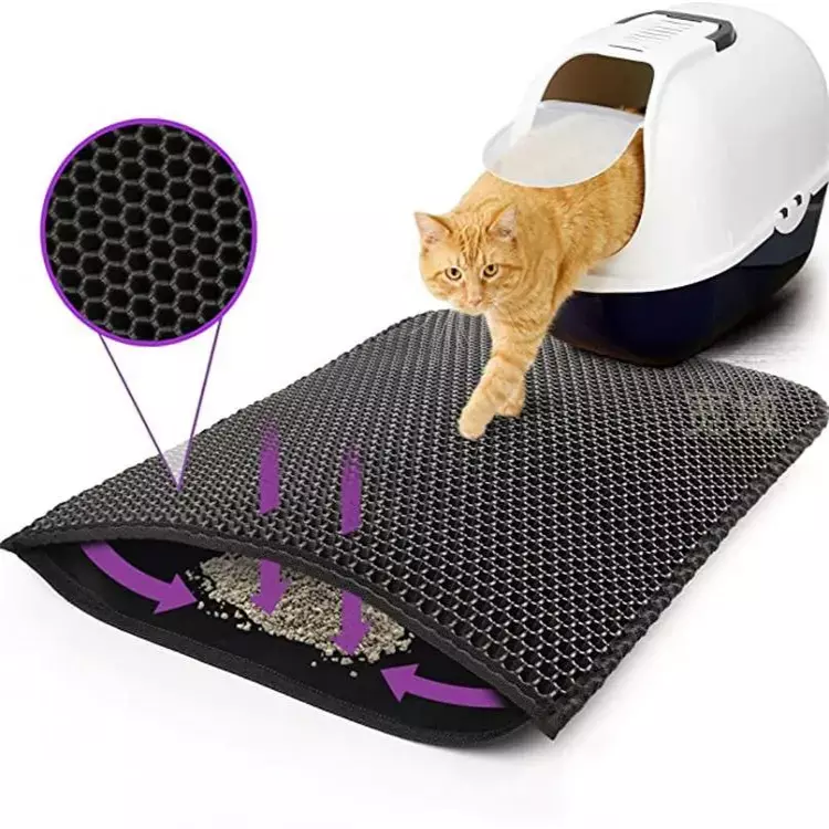 Double-Layer Honeycomb Cat Litter Mat – Waterproof & Trapping Design