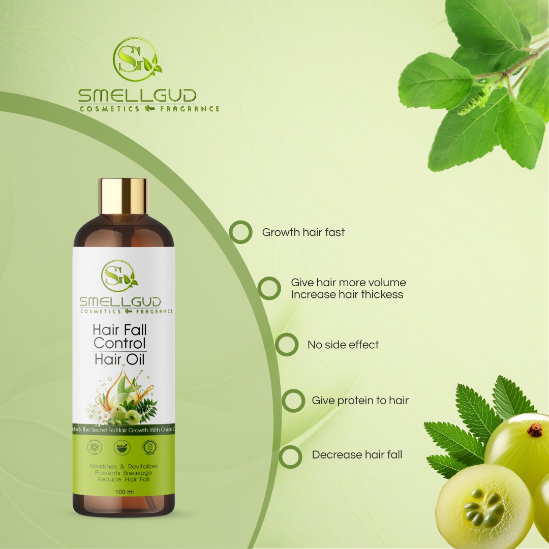 Smellgud Cosmetics Ayurvedic Oil for Hair Fall Control | Reduces Hairfall and Supports New Hair Growth | 21 Ayurvedic Herbs | 100ml