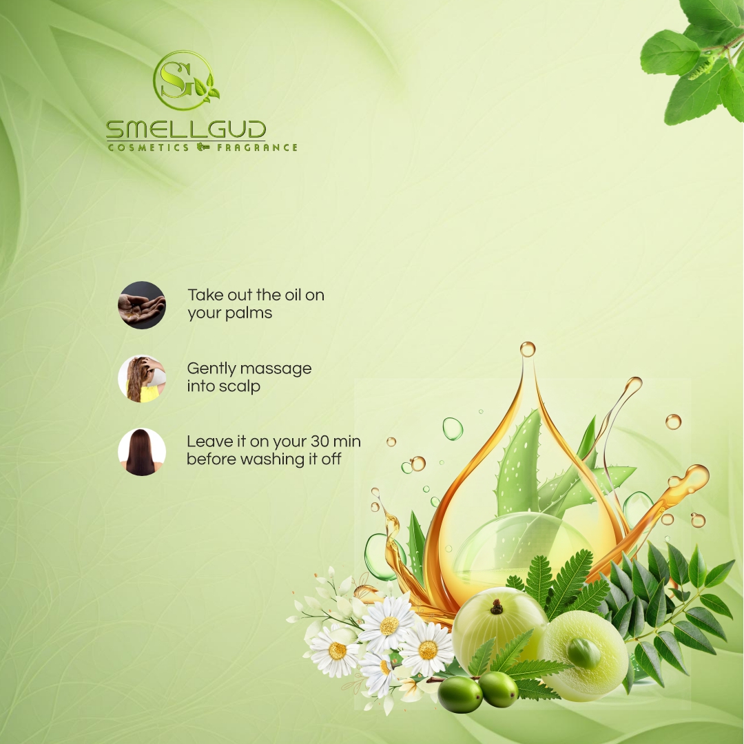 Smellgud Cosmetics Ayurvedic Oil for Hair Fall Control | Reduces Hairfall and Supports New Hair Growth | 21 Ayurvedic Herbs | 100ml