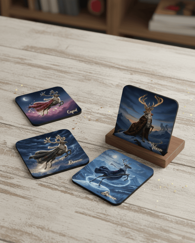 Christmas Reindeer Coasters, Set of 8