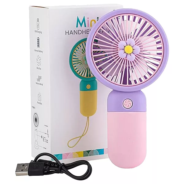 Portable Rechargeable Handheld Mini Fan with 3 Speed Modes - Assorted Colours