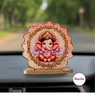 Handmade Resin Ganesha Idol | Decorative Resin Stands for Pooja, Home Temple, Housewarming, Car Dashboards, Office Desks, Home Decor & Festive Giftings