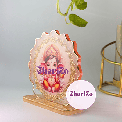 Resin Ganesha Idol with decorative base – handmade by Cherizo for home decor