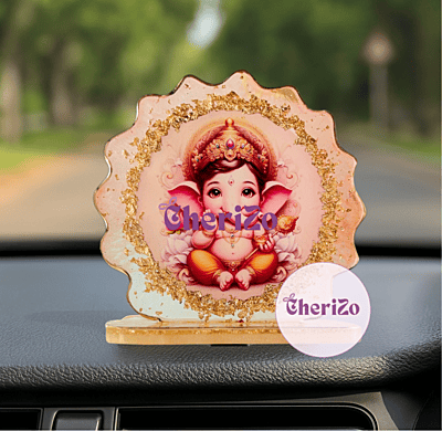 Resin Ganesha Idol with decorative base – handmade by Cherizo for home decor
