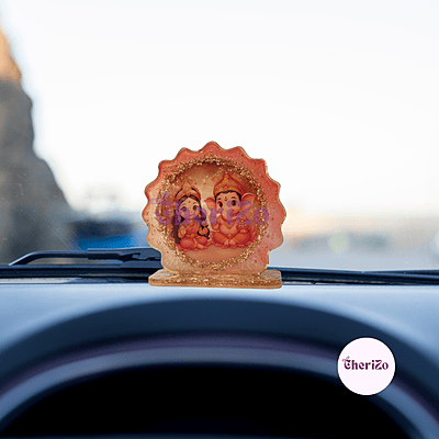Handmade Resin Laxmi Ganesh Idols in 1 | Decorative Resin Stands for Pooja, Home Temple, Housewarming, Car Dashboard, Office Desk & Festive Giftings