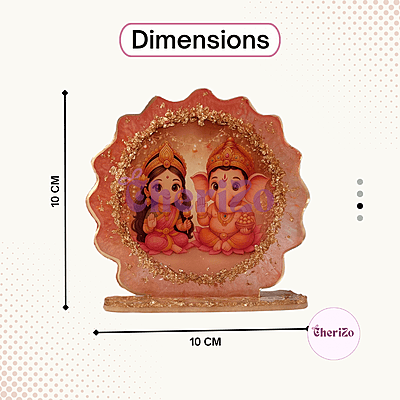 Handmade Resin Laxmi Ganesh Idols in 1 | Decorative Resin Stands for Pooja, Home Temple, Housewarming, Car Dashboard, Office Desk & Festive Giftings