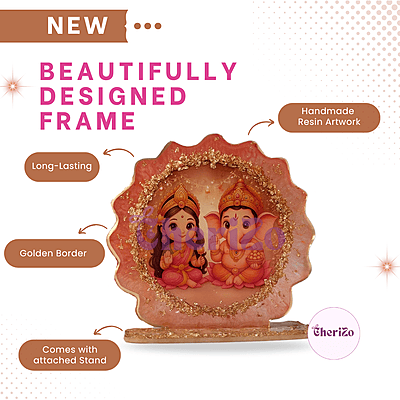 Handmade Resin Laxmi Ganesh Idols in 1 | Decorative Resin Stands for Pooja, Home Temple, Housewarming, Car Dashboard, Office Desk & Festive Giftings