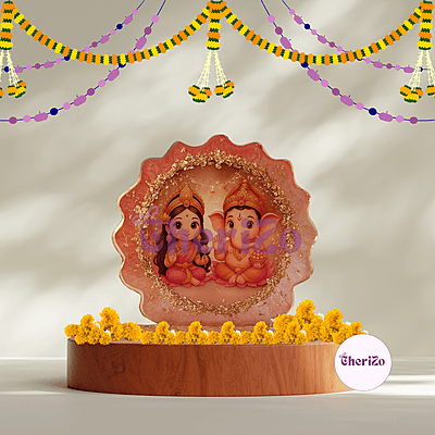 Handmade Resin Laxmi Ganesh Idols in 1 | Decorative Resin Stands for Pooja, Home Temple, Housewarming, Car Dashboard, Office Desk & Festive Giftings