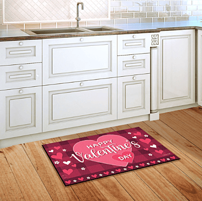 Happy Valentine’s Day (Pink Heart + Plaid) Doormat