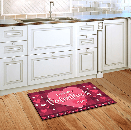 Happy Valentine’s Day (Pink Heart + Plaid) Doormat