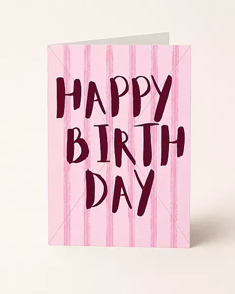 Happy Birthday Brushtrokes Stripes Card A5