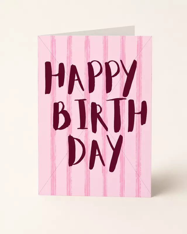 Happy Birthday Brushtrokes Stripes Card A5