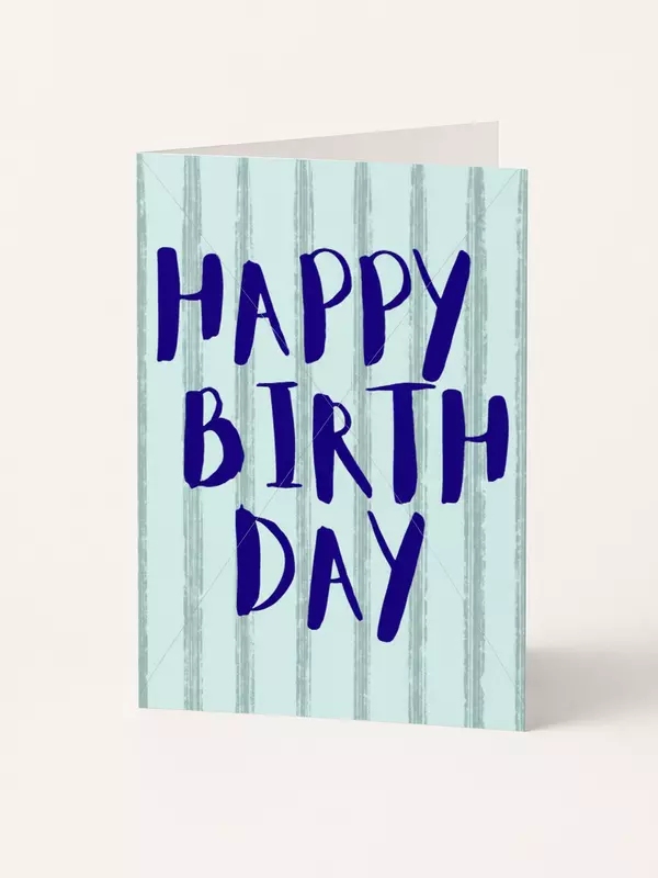 Happy Birthday Brushtrokes Stripes Card A5