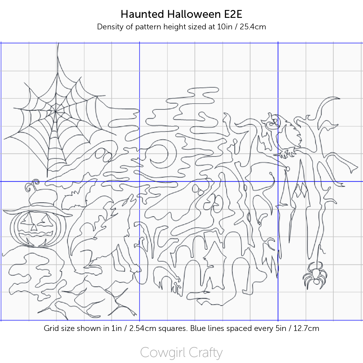 Haunted Halloween Large Edge-to-Edge | Artistic Longarm Digital Quilting Pattern
