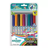 Hauser Creator Glitter Gel Pens Set of 10 Colours | Smooth Sparkle Pens for Art & Craft