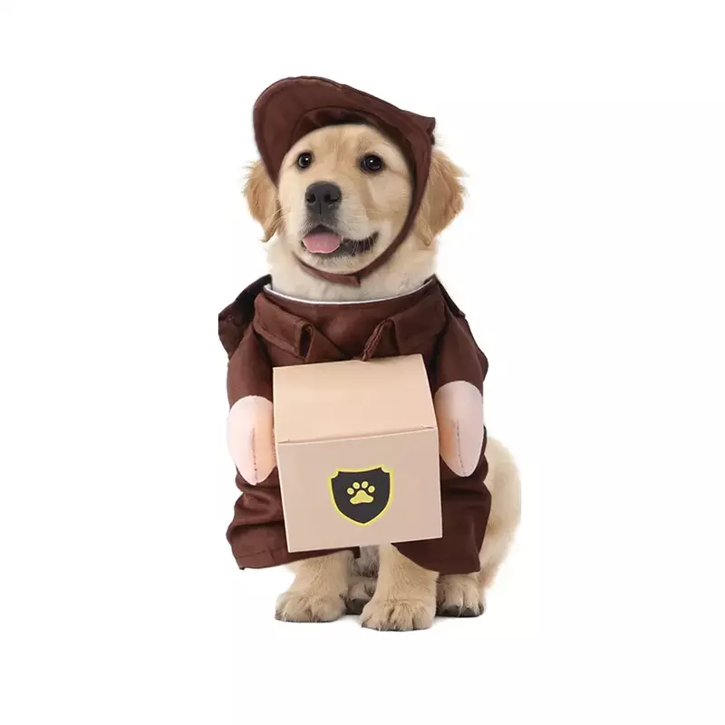 Pet Funny Courier Uniform Brown Up