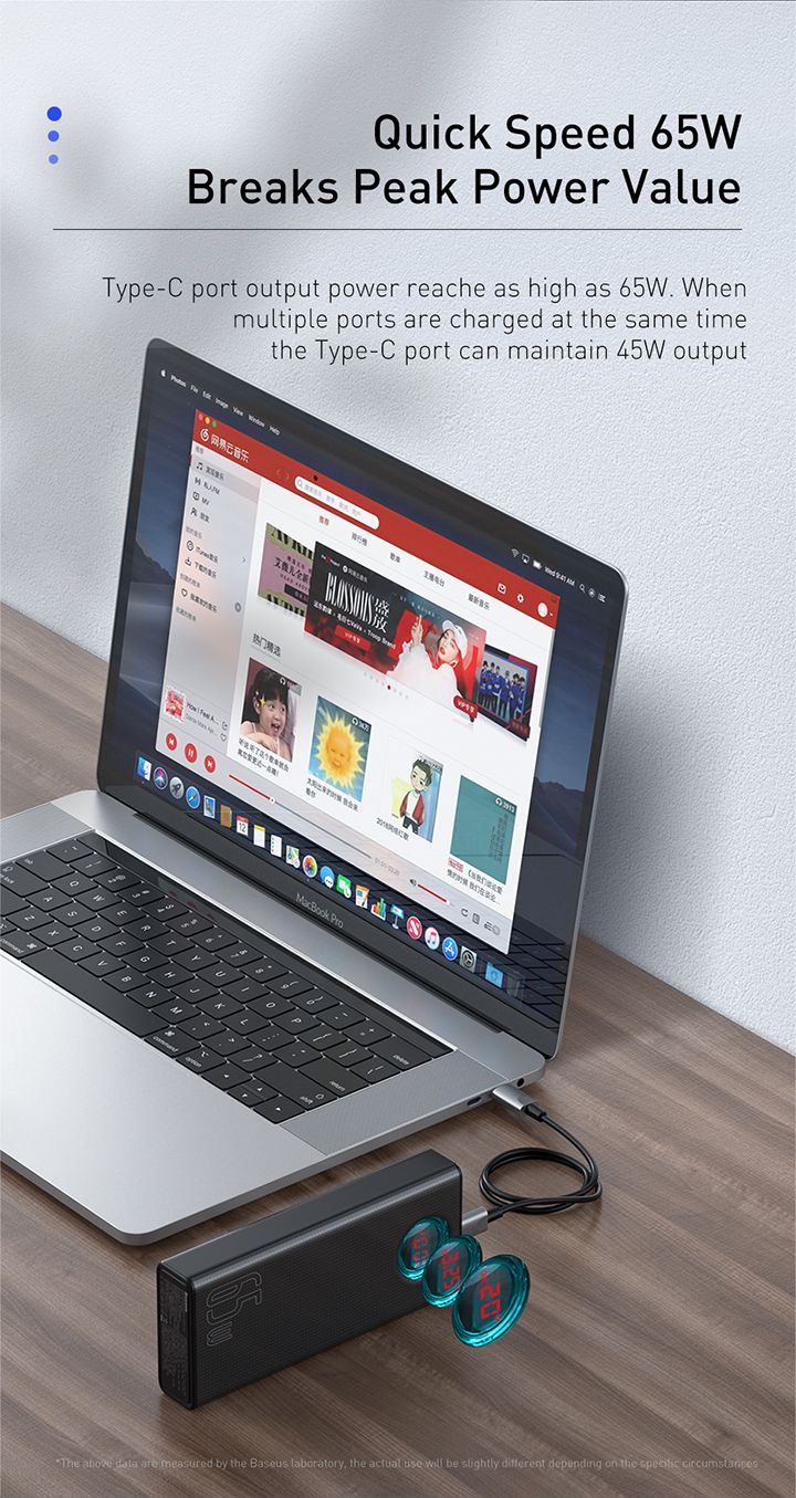 BASEUS AMBLIGHT 65W Quick Charge Power Bank 30000mAh