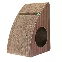 Premium Curved Wooden Cat Scratcher House with Tunnel & Rolling Ball