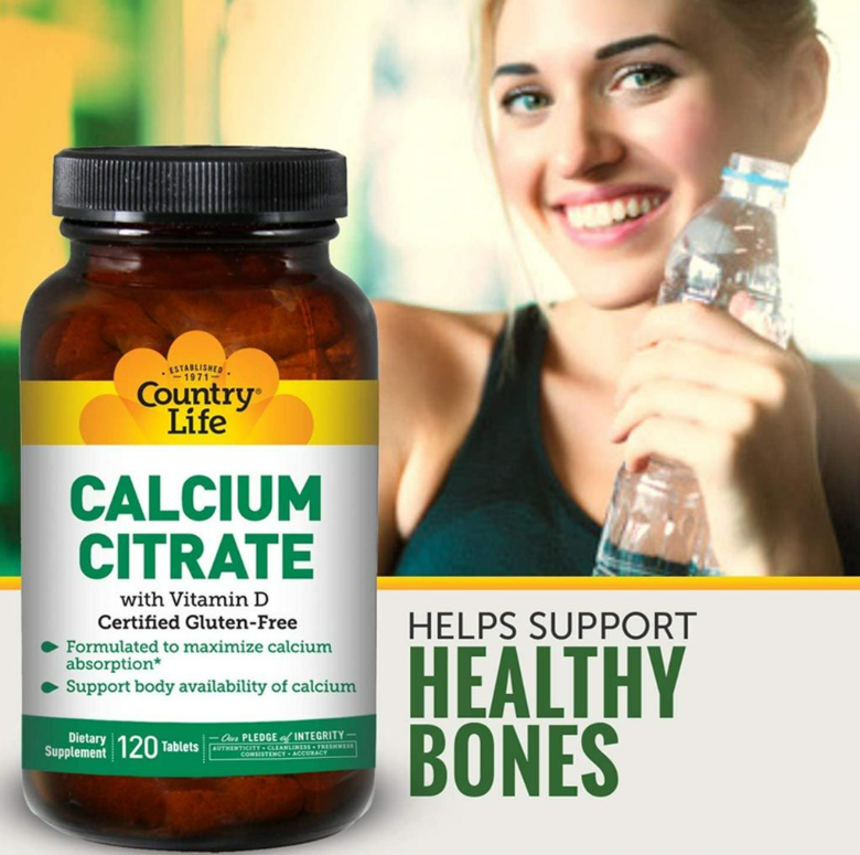 Country Life Calcium Citrate With Vitamin D Tablets For Bone Health, Pack of 120's