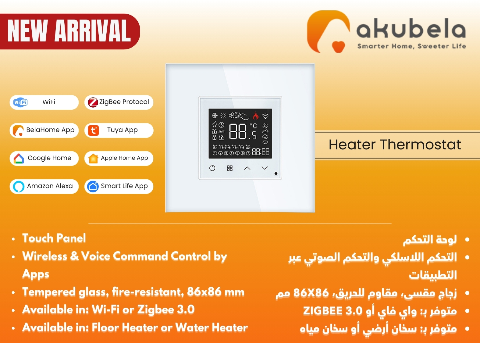 ZigBee Floor Heater Thermostat - White