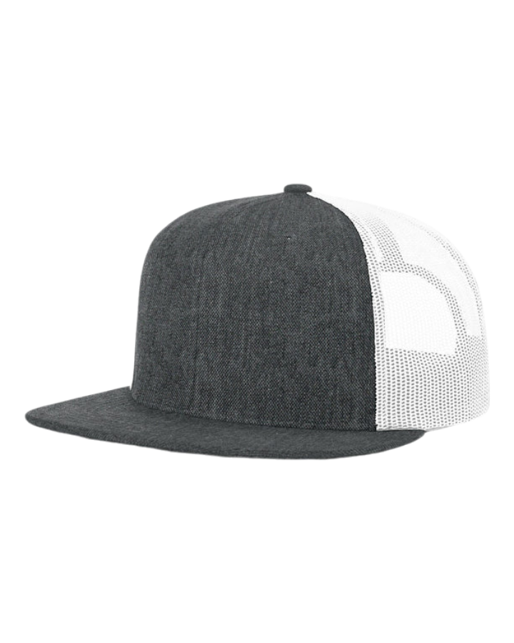 Richardson 511 Wool Blend Flatbill Trucker Hat Heather Charcoal/White Richardson 511 Wool Blend Flatbill Trucker Hat Heather Charcoal/White