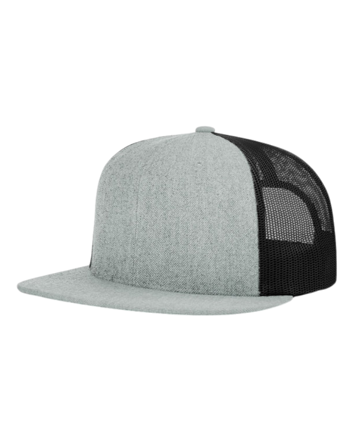Richardson 511 Wool Blend Flatbill Trucker Hat Heather Grey/Black Richardson 511 Wool Blend Flatbill Trucker Hat Heather Grey/Black