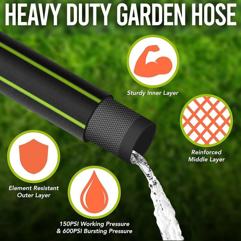 Heavy Duty Garden Hose 25ft x 5/8”