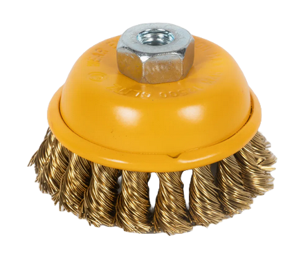 75MM COPPER TWIST KNOT HEMMING CUP BRUSH,5/8-11