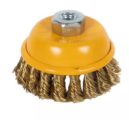 75MM COPPER TWIST KNOT HEMMING CUP BRUSH,5/8-11