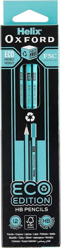 Helix Oxford Eco HB Pack of 12 Pencils Assortment
