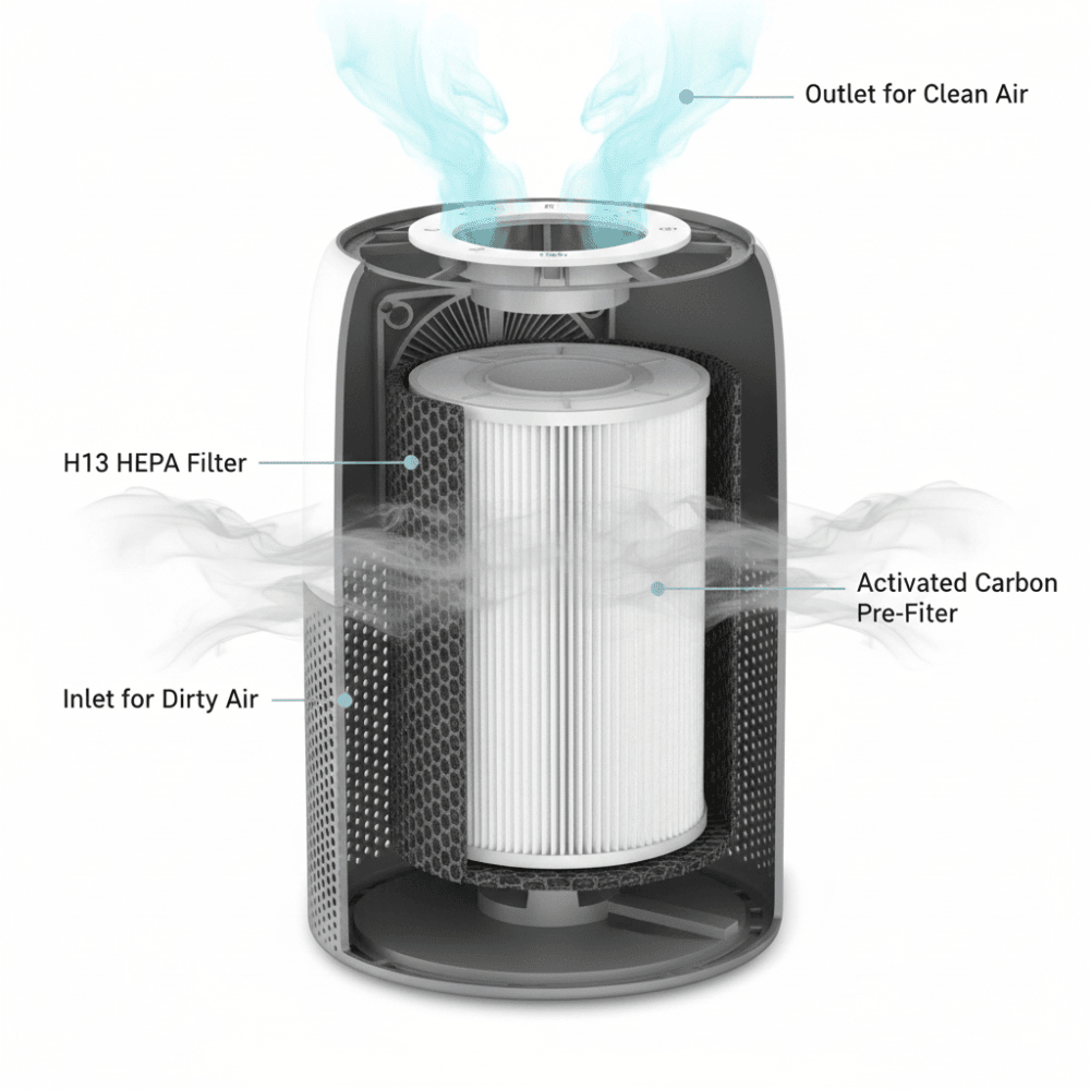 Honeywell Air Touch V1 Smart Home Air Cleaner | Traps Pollen, Smoke & Allergens | 3-Stage HEPA Filtration