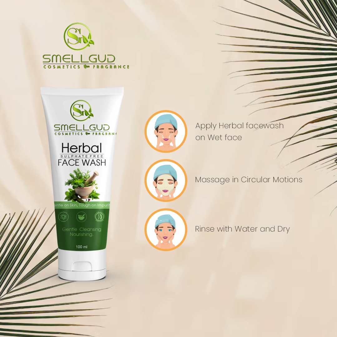 Smellgud Cosmetics 100% Pure Herbal Ayurvedic facewash Natural Neem & Tulsi Herbal Face Wash 100 ml