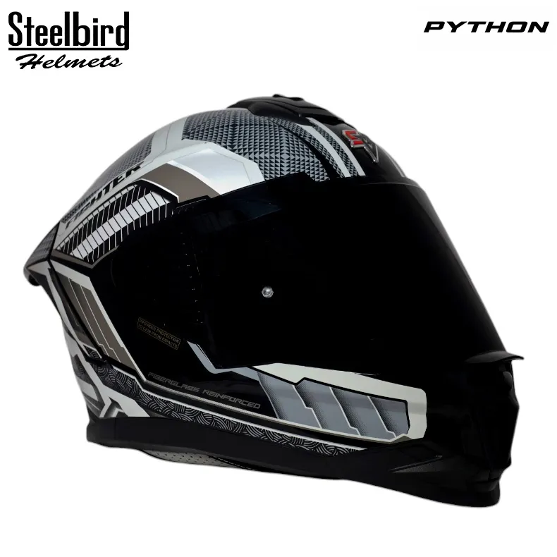 STEELBIRD SBH-57 ISS FIGHTER PYTHON MATT BLACK/GREY C/V 620 MM WITH EXTRA SMOKE VISOR STEELBIRD SBH-57 ISS FIGHTER PYTHON MATT BLACK/GREY C/V 620 MM WITH EXTRA SMOKE VISOR