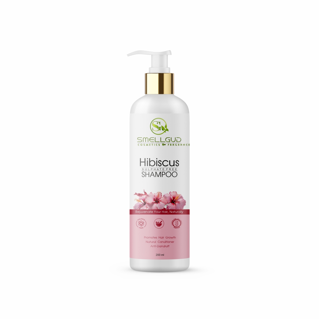 Smellgud Cosmetics Hibiscus Damage Repair Shampoo With Hibiscus & Curry Leaves for Strong & Nourished Hair - 200ml | For Dry & Frizzy Hair | For Smoother, Shinier Hair | Suitable For All Hair Types