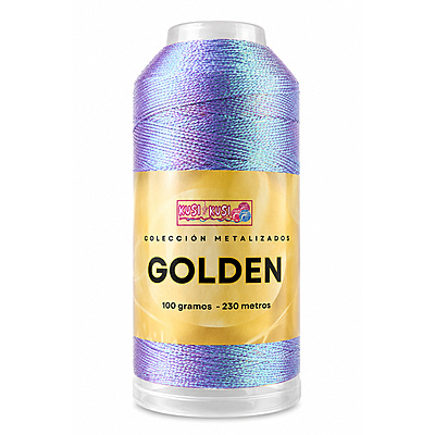 Hilo Golden Irisado Rollo Por 100 Gramos Color Morado MS996