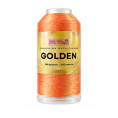 Hilo Golden Irisado Rollo Por 100 Gramos Color Naranja MS1003