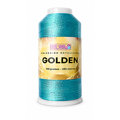Hilo Golden Irisado Rollo Por 100 Gramos Color Turquesa STL42067