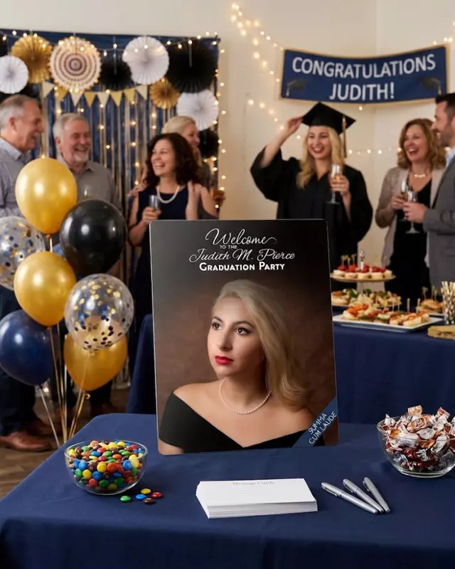 Honor Series graduation sign with custom photo and Summa Cum Laude recognition