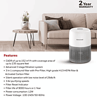 Honeywell Air Touch V1 Smart Home Air Cleaner | Traps Pollen, Smoke & Allergens | 3-Stage HEPA Filtration