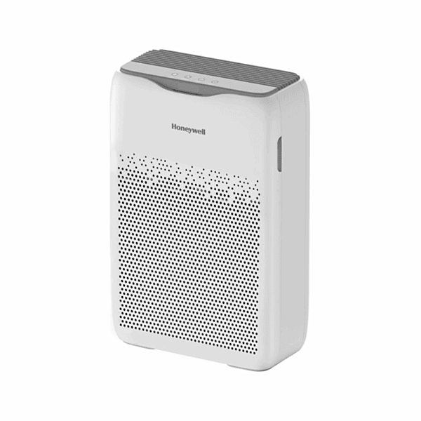 Front view of the sleek white Honeywell Air Touch V2 Value Series Air Purifier.