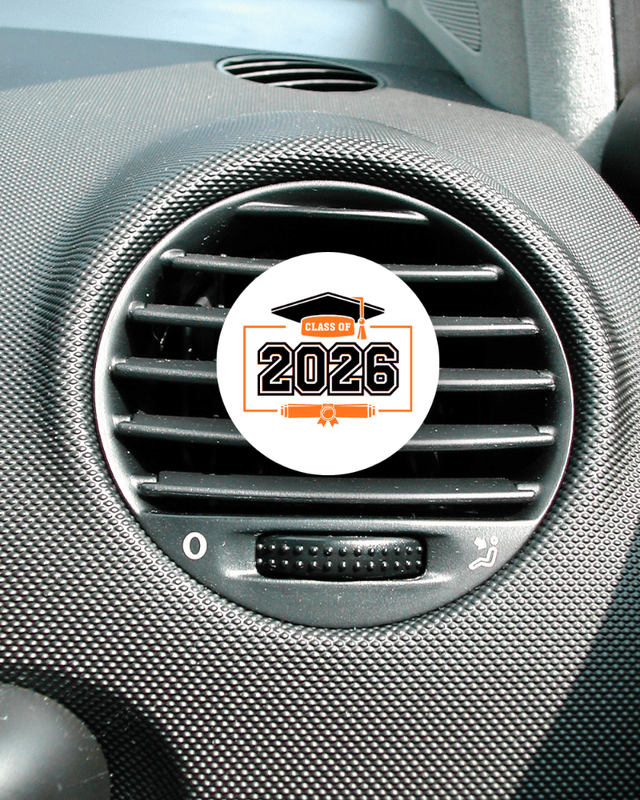 Summit Series Prestige Class of 2026 car air freshener with graduation cap design