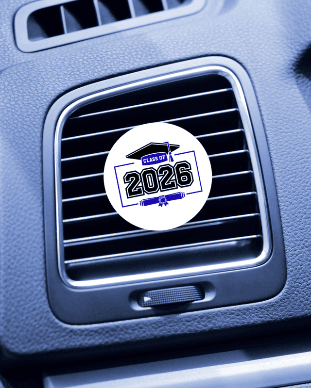 Summit Series Prestige Class of 2026 car air freshener with graduation cap design
