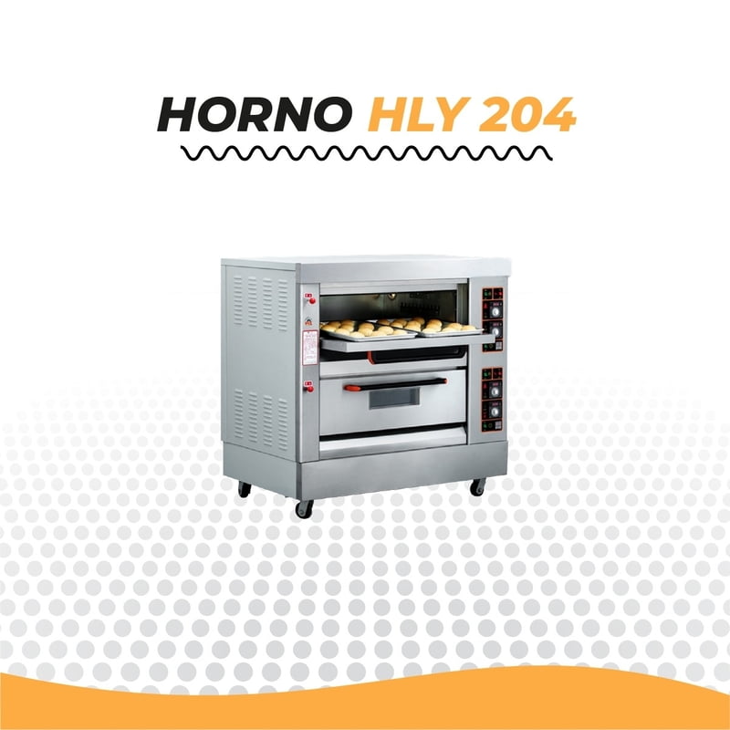 HLY-204 HORNO A GAS CON PIEDRA REFRACTARIA DE 2 NIVELES, 4 LATAS 60X40CM.