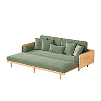 Convertible Modern Green Sofa Cum Bed with Wooden Frame & Cushions | 82x33x31 in (208x84x79 cm) Convertible Modern Green Sofa Cum Bed with Wooden Frame & Cushions | 82x33x31 in (208x84x79 cm)