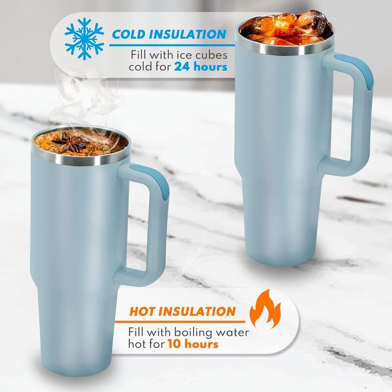 40 Oz Tumbler with Handle and Straw